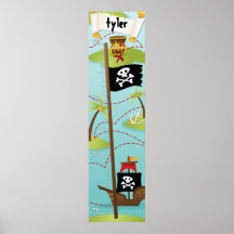 Pirate Custom Name Growth Chart Boy Poster