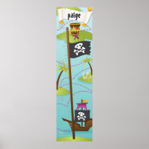 Pirate Custom Name Growth Chart Girl Posters
