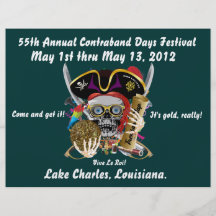 Pirate Days Lake Charles, Louisiana. 30 Colours Personalized Flyer