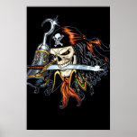 Pirate de crâne avec l'épée et le crochet par Al R Posters