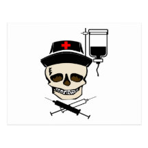 PIRATE DE JOLLY ROGER D'INFIRMIÈRE AVEC IV LA BOUT CARTES POSTALES