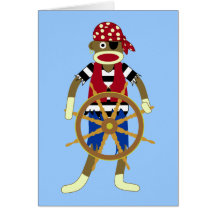 Pirate de singe de chaussette carte de vœux