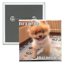 Pirate Dog Pinback Buttons