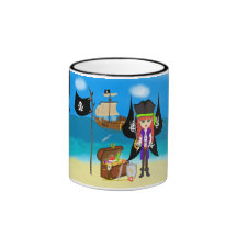 Pirate Faery with Ship and Treasure Mug