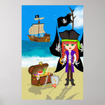 Pirate Faery with Treasure Chest Print