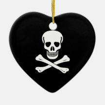 Pirate Flag Heart Christmas Ornament