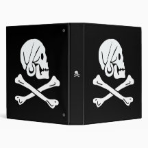 Pirate Flag - Jolly Roger 3 Ring Binder
