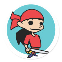 Pirate Girl Round Stickers