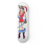PIRATE GIRL WITH SWORD TATTOO Skateboard
