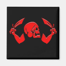 Pirate Icon #3-Red Fridge Magnet