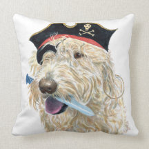 Pirate Labradoodle Throw Pillow
