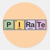 Pirate made of Elements Round Stickers