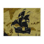 Pirate Map #1, Tattered Ship Post Card