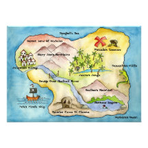 Pirate Map Party Invitation 5"x 7"