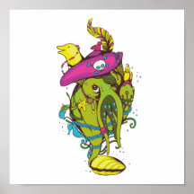 pirate monster squid octopus thing print