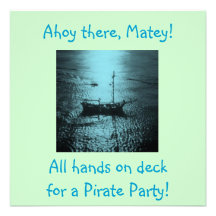 Pirate Party Invitations blue