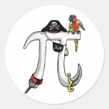 Pirate Pi Day Gear Round Sticker