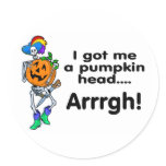 Pirate Pumpkin Round Stickers