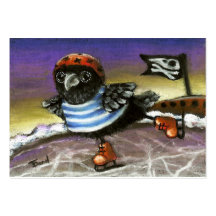 Pirate raven ice skating ACEO prints Business Card Template