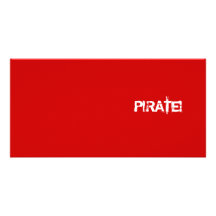 PIRATE! Red. Distressed Lettering. Custom Personalized Photo Card