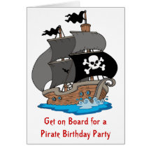 Pirate Ship Birthday Party Card