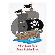 Pirate Ship Birthday Party Invites