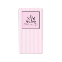 Pirate Ship. Black and Pink. Personalized Address Labels