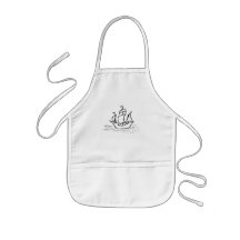 Pirate Ship. Black and White. Aprons