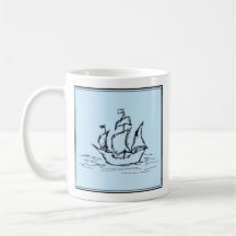 Pirate Ship. On pale blue. Coffee Mug