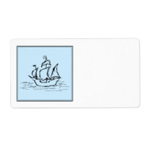 Pirate Ship. On pale blue. Custom Shipping Labels
