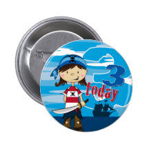 Pirate Ship Scene 3rd Birthday Button Badge