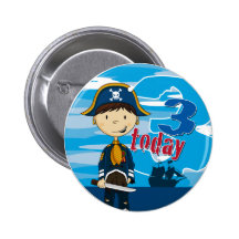 Pirate Ship Scene 3rd Birthday Button Badge