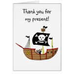 Pirate ship, Thank you for my present Greeting Card