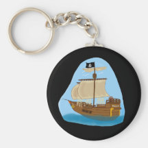 Pirate Ship with Flag Key Chains