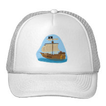 Pirate Ship with Flag Mesh Hats