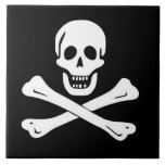 PIRATE  SKULL AND BONES FLAG CERAMIC TILES