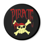 pirate skull and crossbones toon refrigerator magnets