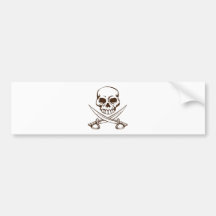 Pirate skull and crossed swords symbol bumper sticker