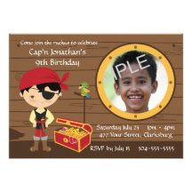 Pirate Skull Birthday Photo Template Invitations
