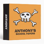 Pirate skull black and orange school binder