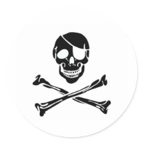 Pirate Skull Round Stickers