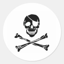 Pirate Skull Round Stickers