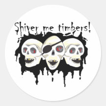 Pirate Skulls Shiver me Timbers Sticker