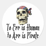 Pirate T-shirts and Gifts. Round Stickers