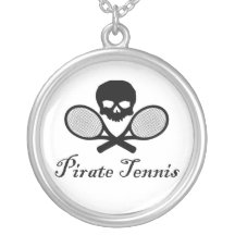 Pirate Tennis Skull & Racquet Necklace