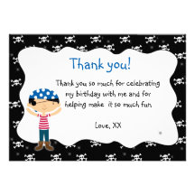 Pirate Thank You Card Birthday Baby Shower Custom Invite