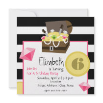 Pirate Treasure Chest Coins & Jewels Birthday Personalized Invitations