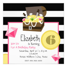 Pirate Treasure Chest Coins & Jewels Birthday Personalized Invitations