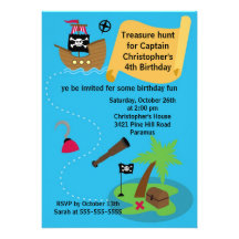 Pirate Treasure Hunt Birthday Party Invitation