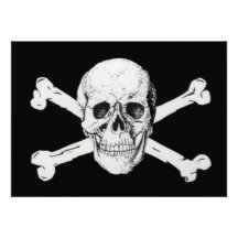 Pirates crâne noir et os croisés faire-parts